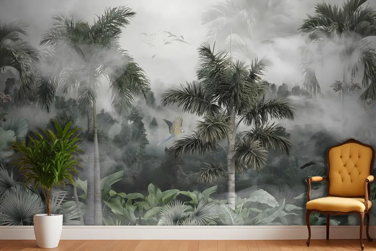 Sisli Tropikal Orman Özel Tasarım Duvar Kağıdı Sisli Tropikal Orman Özel Tasarım Duvar Kağıdı