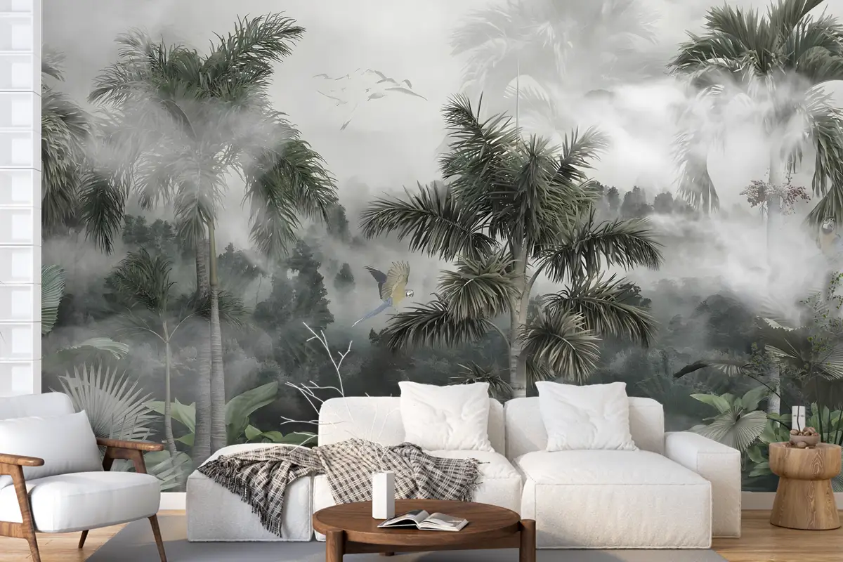 Sisli Tropikal Orman Özel Tasarım Duvar Kağıdı Sisli Tropikal Orman Özel Tasarım Duvar Kağıdı